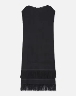 Burlap Jacquard Linen Viscose-Silk Fringed Dress