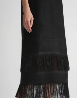 Burlap Jacquard Linen Viscose-Silk Fringed Dress