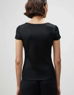 Cotton Rib Scoop Neck T-Shirt