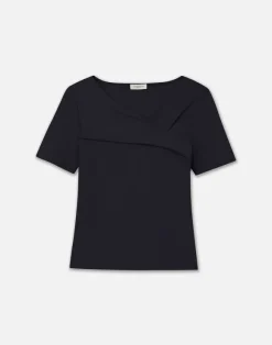 Cotton Rib Twisted V-Neck Tee