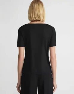 Cotton Rib Twisted V-Neck Tee