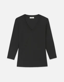Cotton Rib V-Neck T-Shirt