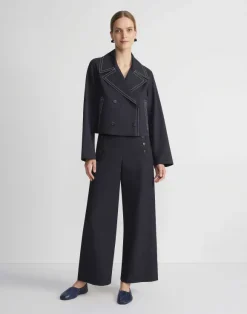 Cotton Twill Double Breasted Contrast Stitched Jacket
