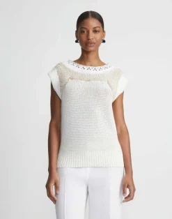 Cotton-Silk Hand Macram Trim Sweater