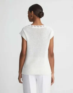 Cotton-Silk Hand Macram Trim Sweater