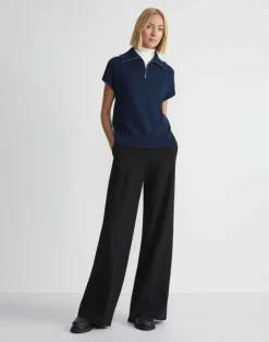 Cotton-Silk Tape Half Zip Sweater