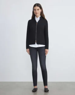 Cotton-Silk Tape Knit Bomber