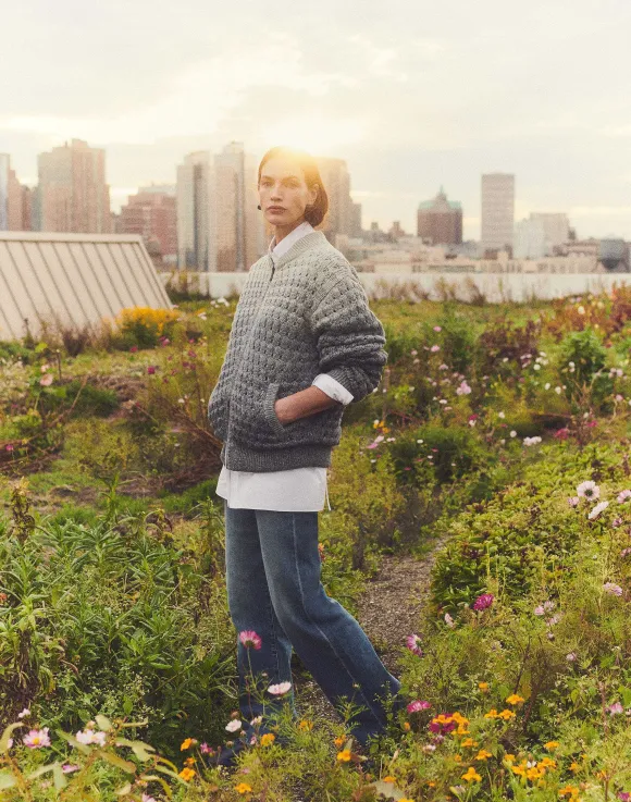 Denim Yarn & Organic Chambray Reversible Bomber
