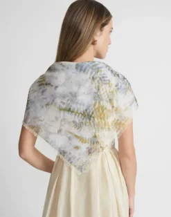 Eco Fern Print Cotton-Silk Scarf