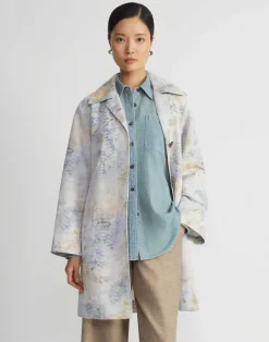 Eco Fern Print Linen-Poly Overcoat