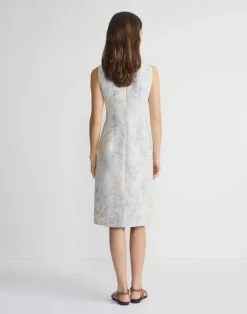 Eco Fern Print Linen-Poly Sheath Dress