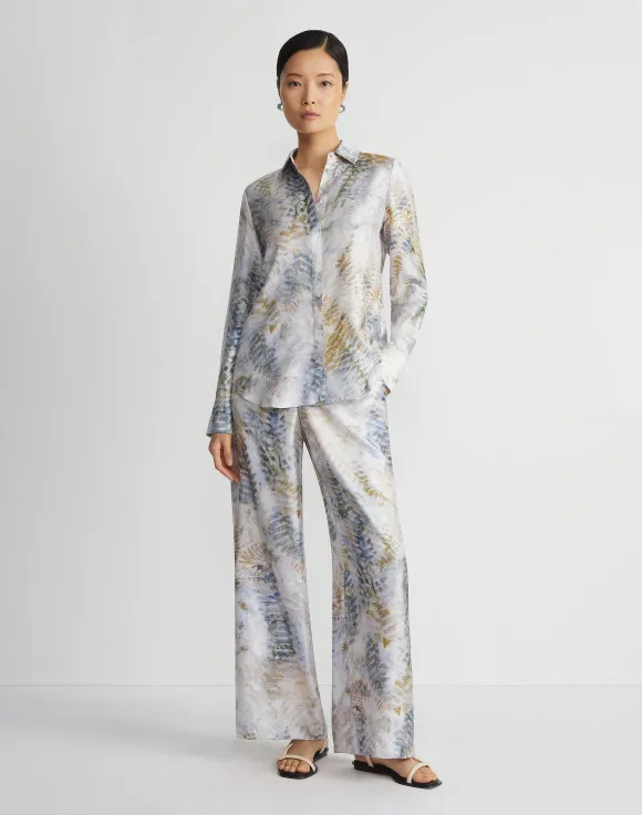 Eco Fern Print Silk Twill Riverside Pant