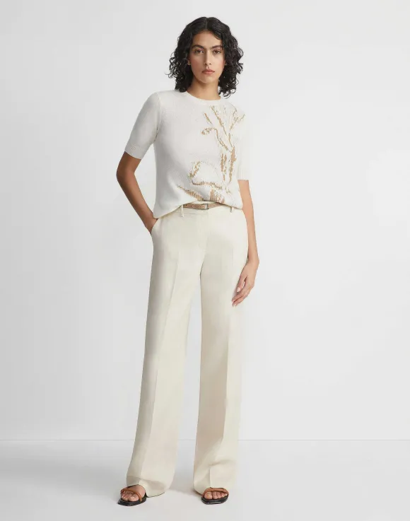 Eco Flora Jacquard Cashmere Crewneck Sweater