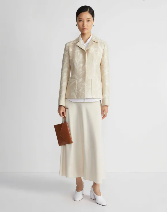 Eco Flora Jacquard Cotton-Silk Patch Pocket Blazer
