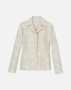 Eco Flora Jacquard Cotton-Silk Patch Pocket Blazer
