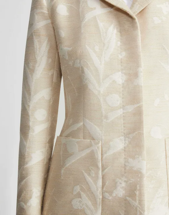 Eco Flora Jacquard Cotton-Silk Patch Pocket Blazer