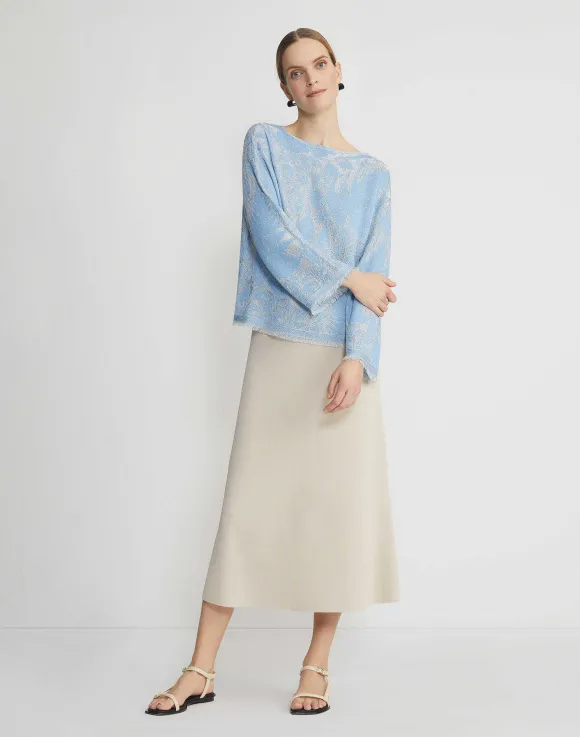 Eco Flora Jacquard Finespun Voile Bateau Sweater