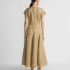 Eco Flora Jacquard Linen-Viscose Flared Dress