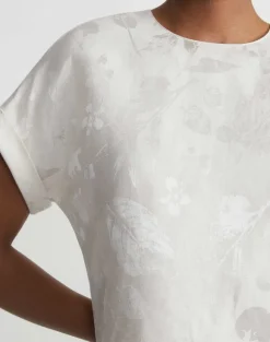 Eco Flora Jacquard Linen-Viscose T-Shirt Blouse