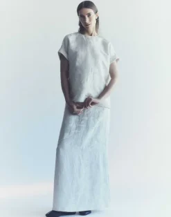 Eco Flora Jacquard Linen-Viscose Maxi Skirt
