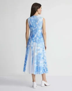 Eco Flora Print Poplin Pleated Dress