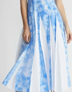 Eco Flora Print Poplin Pleated Dress
