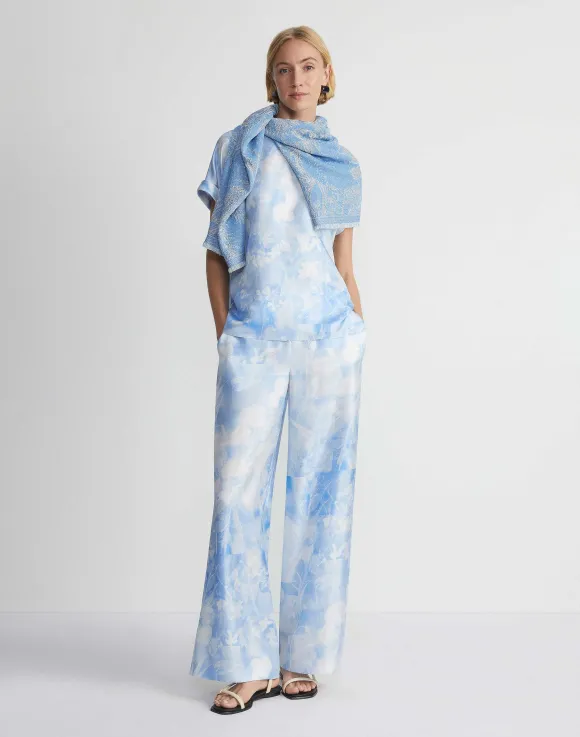 Eco Flora Print Silk Twill Riverside Pant