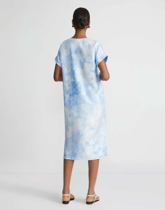 Eco Flora Print Silk Twill T-Shirt Dress