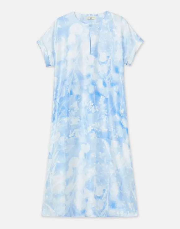Eco Flora Print Silk Twill T-Shirt Dress