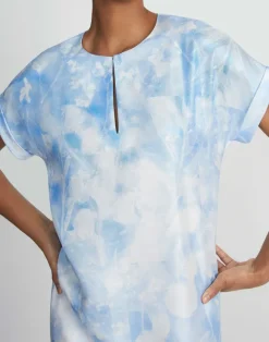 Eco Flora Print Silk Twill T-Shirt Dress