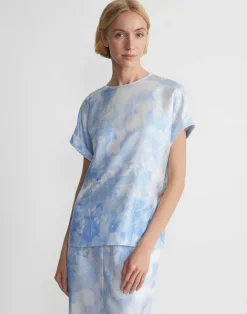 Eco Flora Print Silk Twill T-Shirt Blouse
