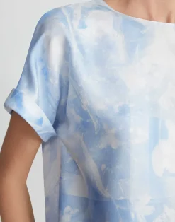 Eco Flora Print Silk Twill T-Shirt Blouse