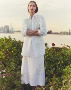 Embroidered Flora Cotton Voile Oversized Shirt