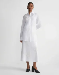 Embroidered Flora Linen Skirt