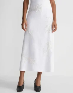 Embroidered Flora Linen Skirt