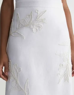 Embroidered Flora Linen Skirt