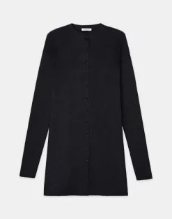 Finespun Voile Ribbed Long Cardigan