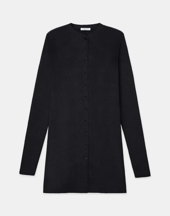 Finespun Voile Ribbed Long Cardigan