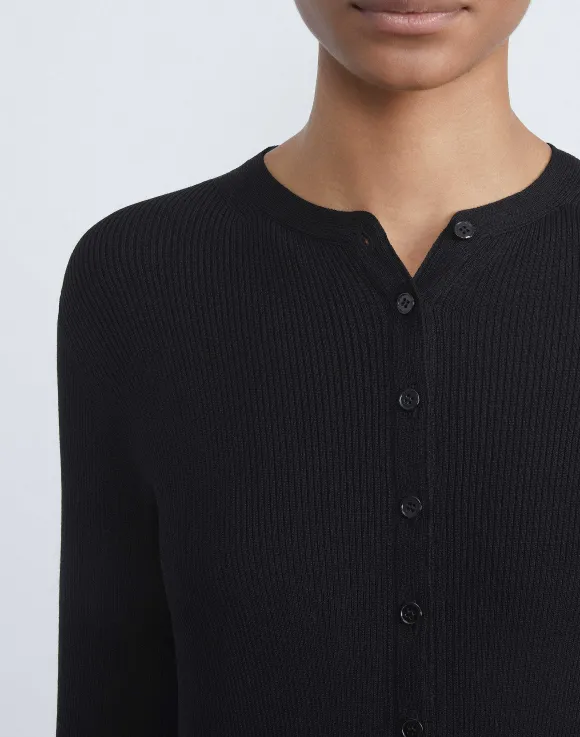 Finespun Voile Ribbed Long Cardigan