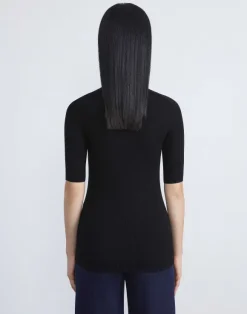 Finespun Voile Ribbed Short Sleeve Sweater