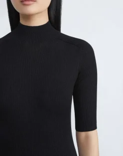 Finespun Voile Ribbed Short Sleeve Sweater