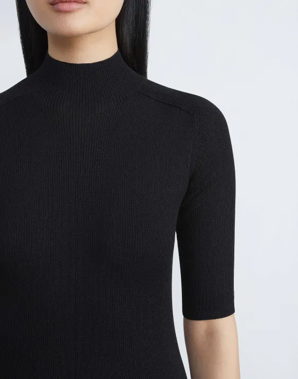 Finespun Voile Ribbed Short Sleeve Sweater