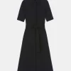 Finesse Crepe Belted Shirtdress