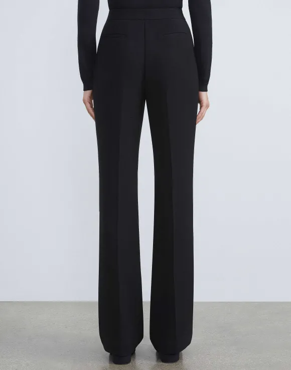 Finesse Crepe Gates Side-Zip Flared Pant