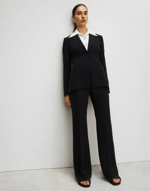 Finesse Crepe Gates Side-Zip Flared Pant
