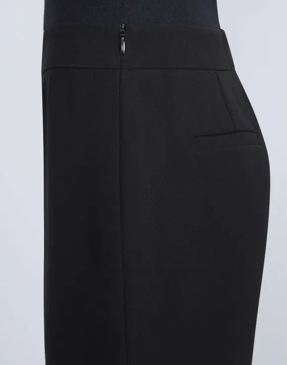 Finesse Crepe Gates Side-Zip Flared Pant