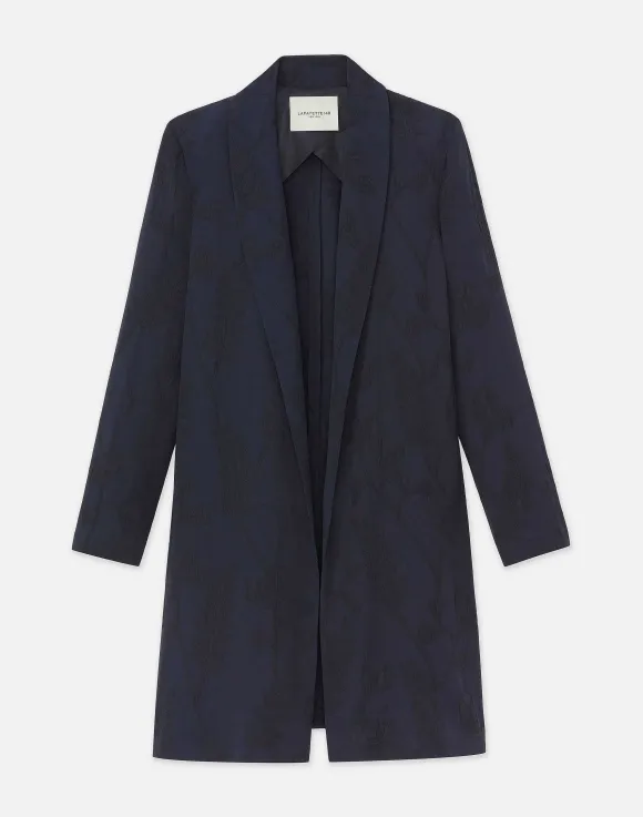 Flora Bloom Cloqu Jacquard Viscose Shawl Collar Jacket