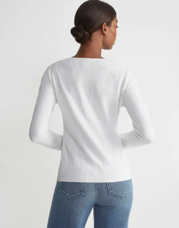 Flora Jacquard Responsible Fine Gauge Merino-Viscose Sweater