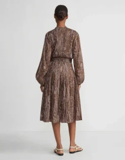 Flora Print Sustainable Gemma Cloth Voile Pintuck Midi Dress