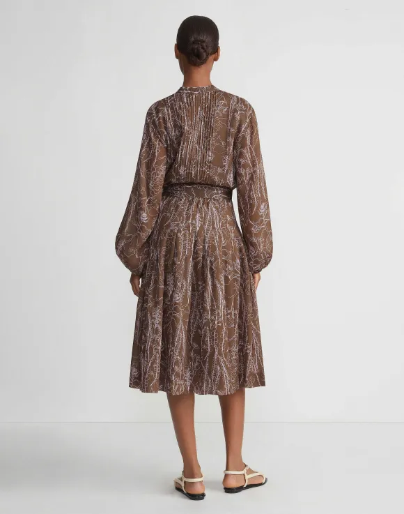 Flora Print Sustainable Gemma Cloth Voile Pintuck Midi Dress